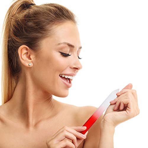 24 Pieces Glass Nail Files Fingernail File Czech Crystal Glass Nail Files Buffer Nail Care Manicure Tools Set Gradient Rainbow Color For Natural Nail (9 X 1 X 0.3 Cm) #TOP6