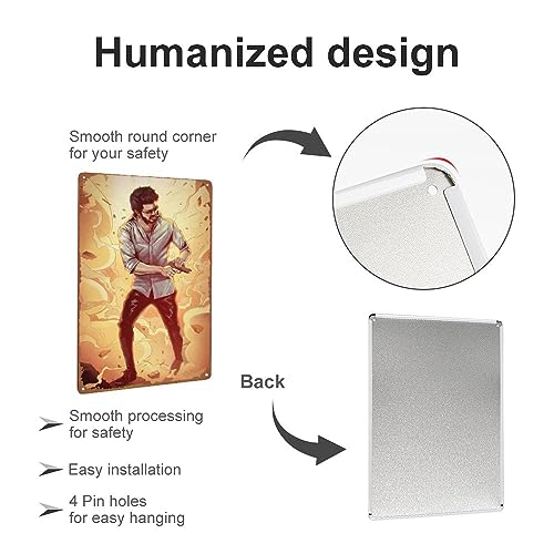 Beast Thalapathy Vijay Movie Poster Tin Metal Sign Vintage Wall Plaque Decor 8x12 Inch