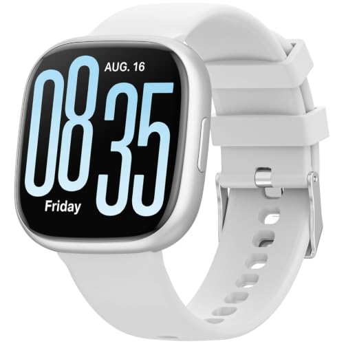 Smartwatch für Damen Herren, Fitnessuhr Uhr für Android iOS (Light Grey)