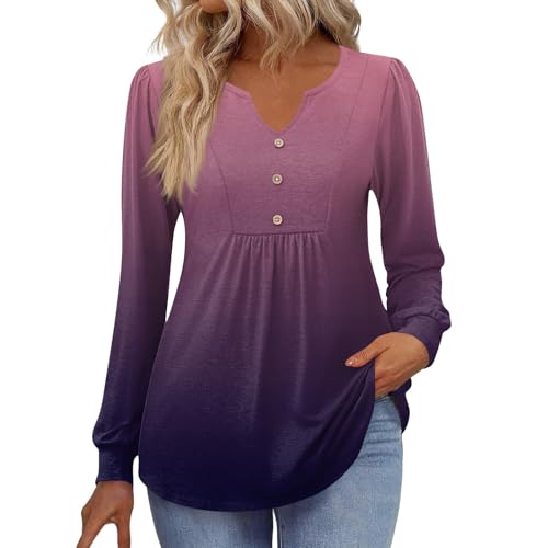 T-Shirt Manches Longues Femme Col V Button : Léger, Chic et Élégant