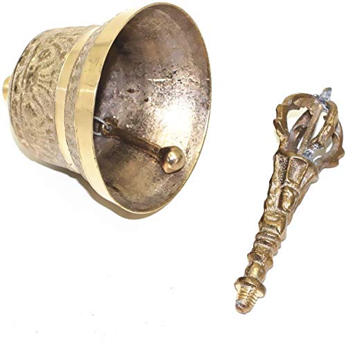 Long Tao Hand Bell 6.8 Inch High Brass Antique Handbell For School Reception Dinner Shop Hotel Service Meditation Prayer Pet Feeding And Home Decoration #TOP2