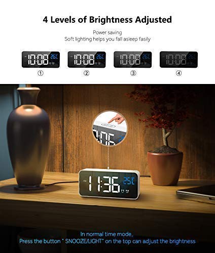 image for BlueMountain LED Digital Alarm Clock, Dual Alarm, 5 Brightness &13 Rin