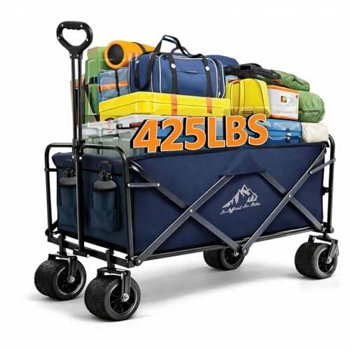 KEDY Heavy Duty Collapsible Wagon Cart with Wheels - Large Capacity Foldable Portable Utility Wagon for Grocery, Beach, Camping & Sports Shopping, Blue by KEDY - Used condition - US$51.28
