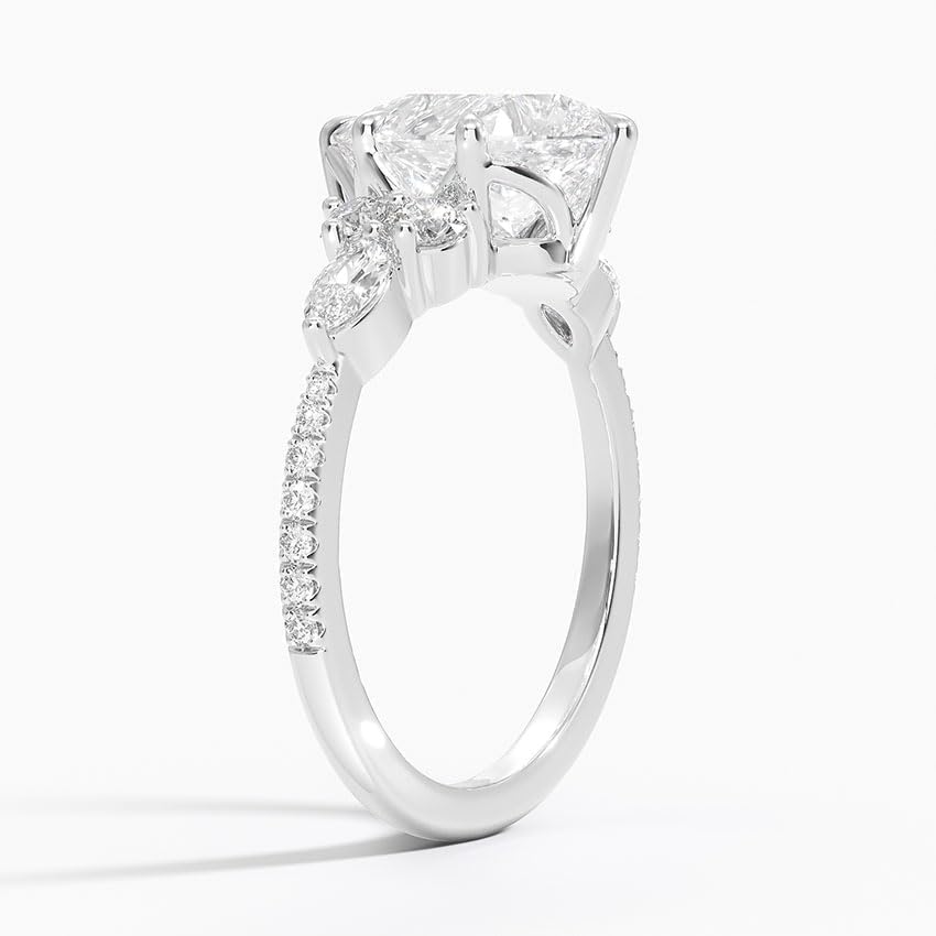 Miniatura 3 de IGI 3.06 Carat White Pear Excellent Cut Four Claw Prongs Lab Created Diamond Engagement Ring With Side Marquise and Round Lab Diamonds In 14k Gold