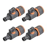 Set di 4 raccordi per tubo da giardino con valvola, ugello tubo irrigazione raccordo rapido rubinetto, raccordo rubinetto tubo irrigazione controllo flusso, ugello rubinetto tubo da giardino lavaggio