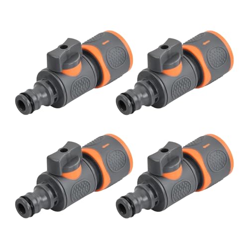 Set di 4 raccordi per tubo da giardino con valvola, ugello tubo irrigazione raccordo rapido rubinetto, raccordo rubinetto tubo irrigazione controllo flusso, ugello rubinetto tubo da giardino lavaggio
