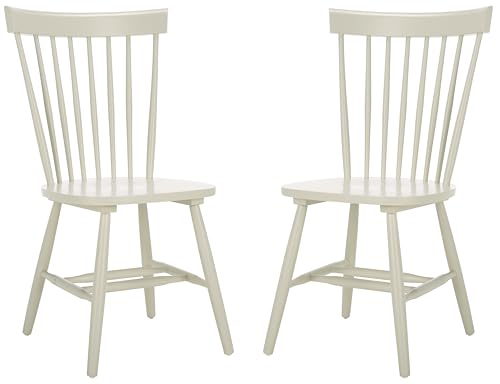 SAFAVIEH Home Collection Parker Farmhouse Off-White Windsor Spindle Solid Wood Dining Chair Set of 2