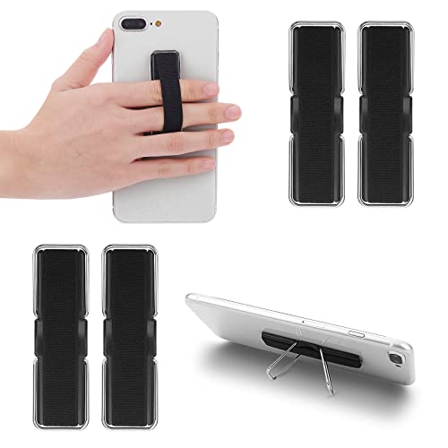 Molain Finger Strap Phone Holder - 4pcs Elastic Grip Stands for Smartphones & Small Tablets (Black)