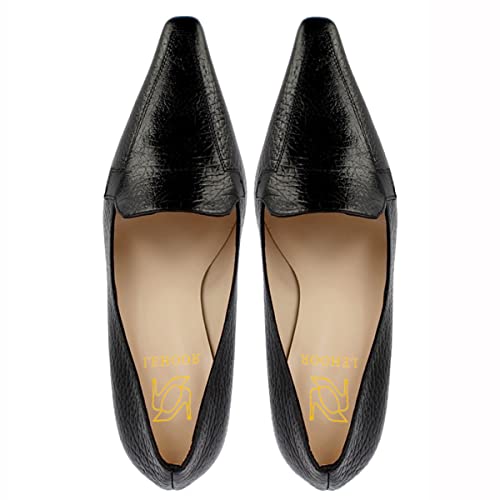 Image of LEHOOR Women Vintage Chunky Block Heel Pumps Shoes Square Pointed Toe Slip On Formal Office Work Business Loafers Shoes Suede Snakeskin Cone Heel Oxford Shoe Ladies Professional Chic Fall 4-11 M US