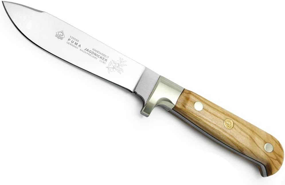 PUMA Jagdnicker Olive Wood German Hunting Knife with Leather Sheath