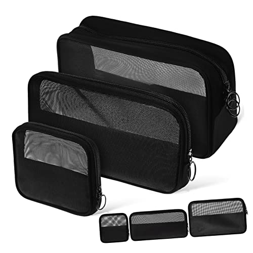 DONFAMDS 6個 メッシュ化粧ポーチ点 大中小多機能収納バッグ ジッパー付き旅行用洗面用具整理ケース 家 出張 学生向け