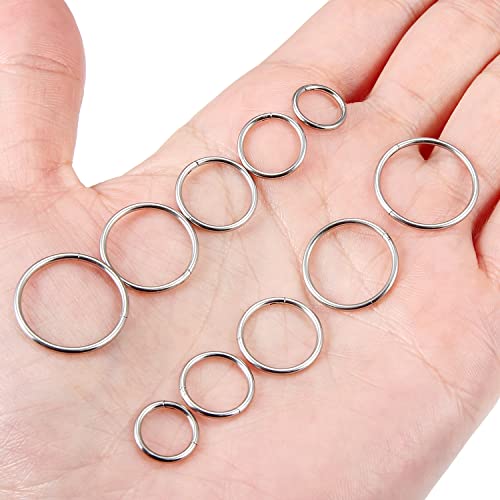 Dyknasz 10Pcs 16G Surgical Steel Hinged Clicker Segment Septum Lip Nipple Ring Hoop Cartilage Tragus Helix Sleeper Earrings Piercing Jewelry For Women Men 8Mm 10Mm 12Mm 14Mm 16Mm Silver #TOP5