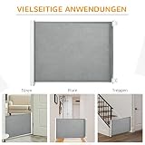 PawHut Hunde Türschutzgitter Treppenschutzgitter Treppenschutz Sicherheitstrennwand Trennwand Türschutz Treppenschutzgitter ausziehbar treppenschutzrollo Rollo Einrollbar PVC Grau 115 x 82,5 cm