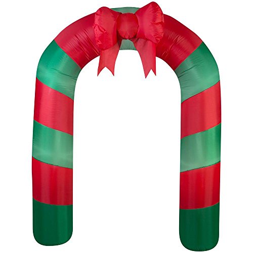 Inflatable Archway Red Green Striped with Bow Lighted 75.59 inches