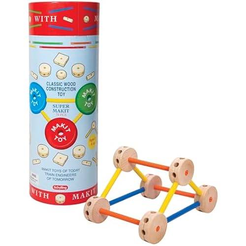 Schylling MKT Super Makit Classic Wood Construction Toy, 3+ years, 70-Pieces (1 EA)