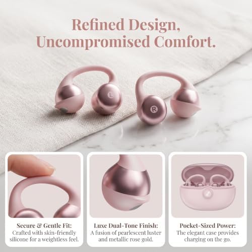 Esicanol Open-Ear Headphones, Clip-On Earbuds Bluetooth 5.4, 30h Battery, Crystal-Clear Sound & Secure Fit, Clip Headphones for Small Ears, Ear Buds for Work, Gym, Driving, Office - 1