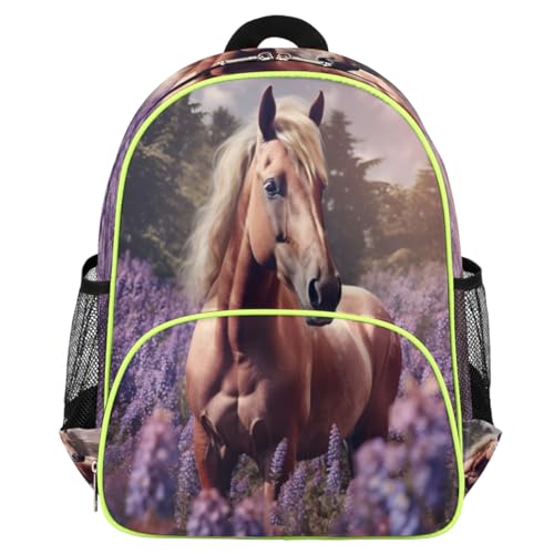 Sac à dos de voyage enfant motif cheval lavande pour les vacances et sorties nature