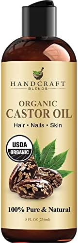 Handcraft Organic Castor Oil for Hair Growth, Eyelashes and Eyebrows - 100% Pure and Natural Carrier Oil, Hair Oil and Body Oil - Moisturizing Massage Oil for Aromatherapy - 8 fl. Oz