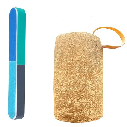 Image of Midazzle Nail File and Buffer Set, 7-Way Manicure and Pedicure Tool with Organic Loofah, Set of 2