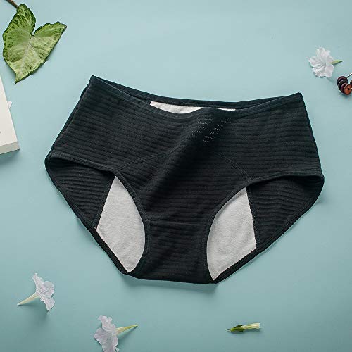 Teen Girl's Cotton Menstrual Period Panties Pack of 4pcs Women Leak-Proof Protective Underwear Briefs (Small, 4Blacks-Breathable Style)2