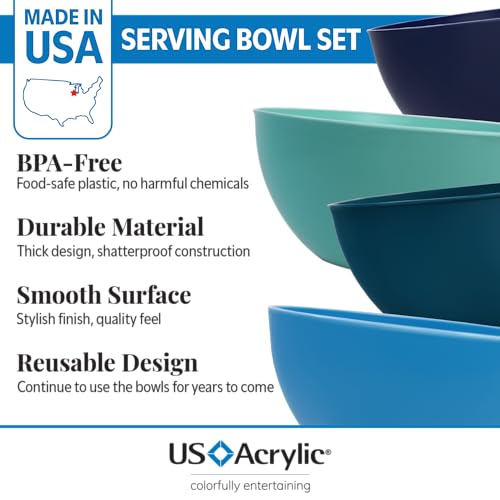 US Acrylic Vista Durable Plastic Salad and Serving 10-inch Bowls | Set of 4 in Coastal Colors | Reusable, BPA-free, Made in the USA | 135 oz. capacity by US Acrylic - Image 2