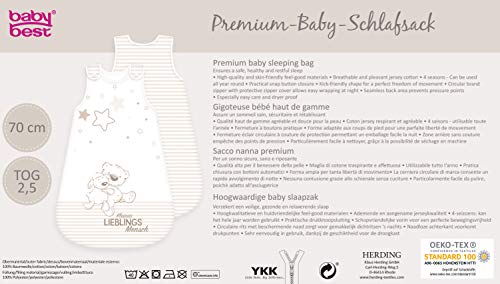 Miniatura 9 de Herding Baby Best - Saco De Dormir Para Bebé 70 Cm, Cremallera Lateral Y Botones De Presión , Color Blanco