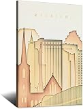 ATAAY imprime pour les murs 50x70 cm No Frame Raleigh, Caroline du Nord Vintage Voyage Skyline Affiche Toile Mur Art Affiche Décor Peinture Affiche