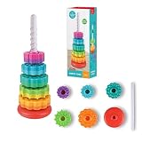 Baby Spinning Stacking Toy – Stacking Toy for Babies Autism Toys Spiral Stacker Toy Rainbow Spinning Wheel Toy for Focus, Dexterity, Brain Development,Interactive Learning Birthday Gift