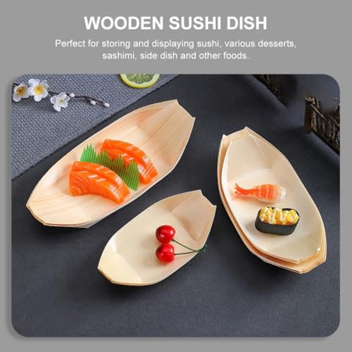 Platos desechables de madera forma barco 60 piezas miniatura 7
