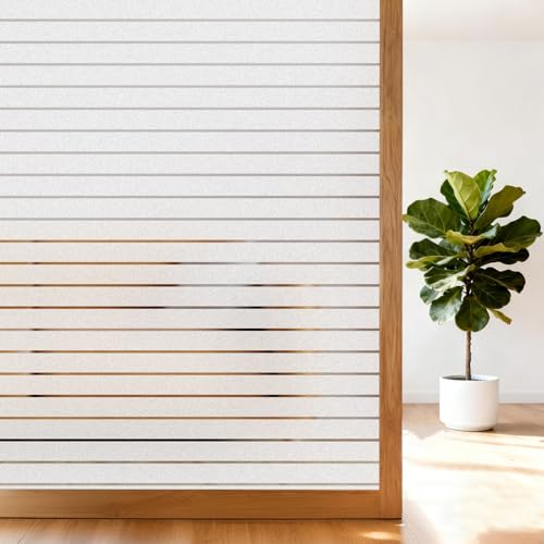 shinfly Fensterfolie Streifen 44,5 x 200 cm Fensterfolie Blickdicht,Milchglasfolie selbstklebend, statisch haftend, Anti‑UV, Sichtschutz und Privatsphäre, für Fenster in Zuhause und Büro