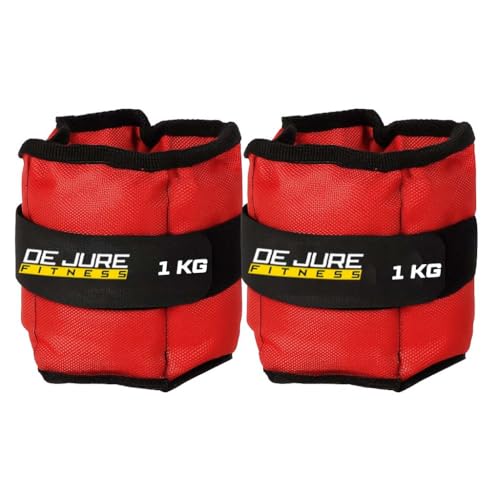 Image of De Jure Fitness Adjustable Ankle & Wrist Weights Pair (1KG x 2) for Men & Women | Strength Training, Walking, Running, Workout, Yoga | Comfortable, Durable | Red- 2KG