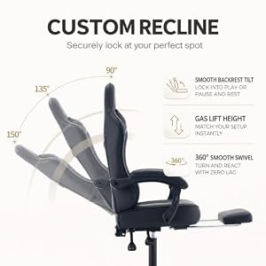 Office Desk Computer Gaming Chair for Adults, Ergonomic High Back Gamer Chair with Massage and Pocket Spring Cushion, Swivel Comfy Video Game Chairs with Footrest and Lumbar Support (Black) — photo 6 of 6