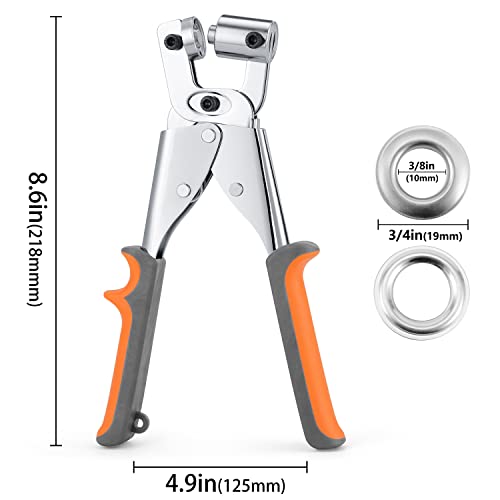 Heavy Duty Grommet Tool Kit 3/8 Inch (10mm) - Handheld Press with Hole Punch & 500pcs Eyelets for Leather, Canvas, Fabric, Tarps,Vinyl, Banners, Tents - Thumbnail 2