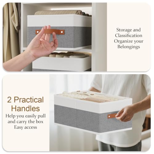 YheenLf Fabric Storage Boxes,16.1×9.8×6.5In,White/Grey Bins,4Pack by YheenLf - Used condition - Image 5