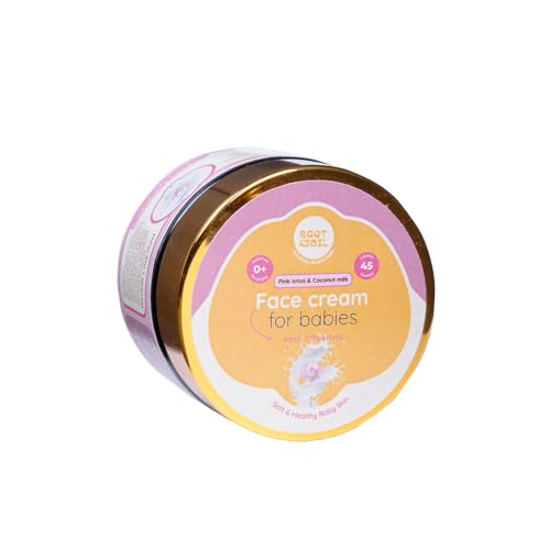 Image of ROOT and SOIL - Pink Lotus & Coconut milk Face cream for Babies | Luxurious Blend of Mango Butter & Pink Lotus Water | Light weight Non greasy formula | 45 grams (3+ months to 8 years)