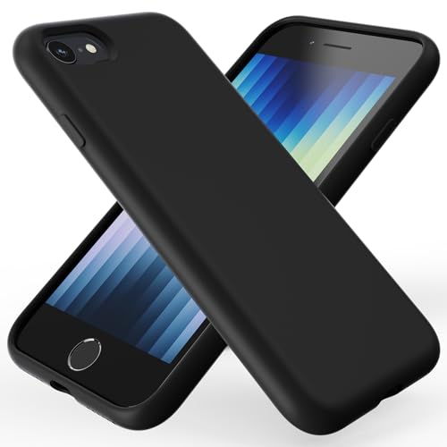 TAXXOE Liquid Silicone Case Compatible with iPhone SE case 2020/2022, iPhone 8/7 case, 4.7 Inch, Soft-Touch, Shockproof, DustProof, Antiskid Full Body Phone Cover for iPhone SE-Black