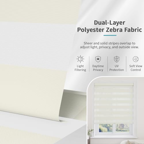 MYshade Cordless Zebra Blinds for Windows with Free-Stop(Beige,52" W x 72" H) Dual Layer Shades for Day & Night Privacy and Light Filtering, Perfect for Home & Bedroom, Easy to Install by MYshade - Image 2