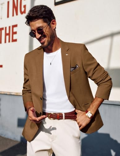 PJ PAUL JONES Men's Blazers Two Button Notch Lapel Sport Coat Casual Lightweight Blazer Jacket with Handkerchief3