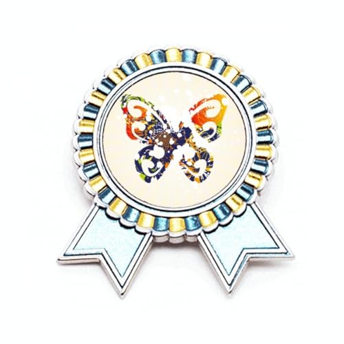Broche papillon motif floral graffiti métal taille M pour customiser veste et gilet