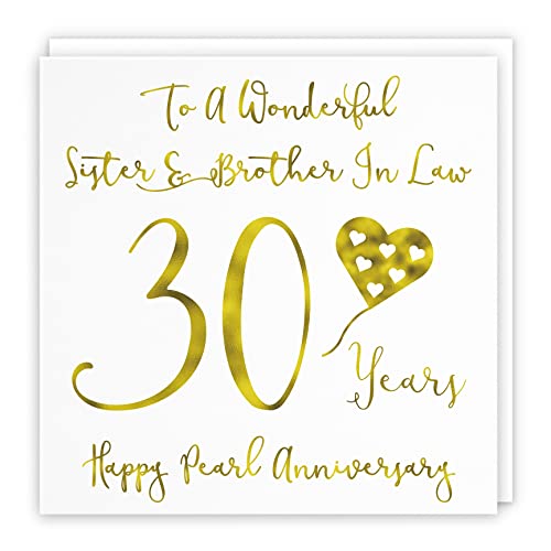 Hunts England, Large Sister And Brother In Law 30th Anniversary Card, To A Wonderful Sister & Brother In Law, 30 Years