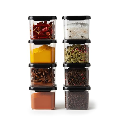 AQUAWARE Air Tight Kitchen Containers Kitchen Storage Box for Pulses, Cereals, Grains, Dry Fruits, Pantry Organization, Kitchen Accessories Items for Home, Food Grade (500 ML,Set of 8)