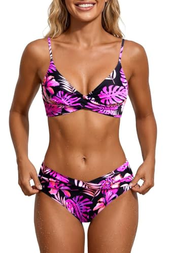 Image of Aqua Eve Two Piece Twist Front Bikini Mid Rise Swimsuit