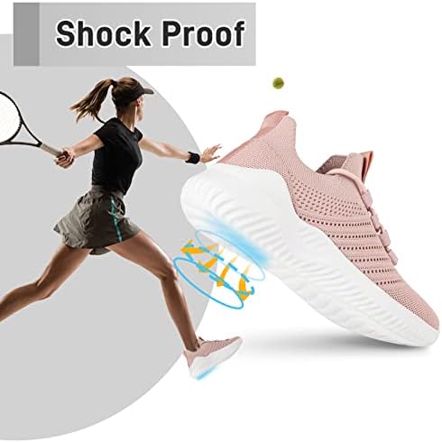 JIAFO Walking Shoes Women, Non Slip Tennis Shoes Women, Sneakers for Women, Casual Athletic Running Lightweight Breathable Mesh Knit(Pink, Size 6) | Image 4