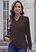 Cuptacc Pullover Damen Winter Langarmshirt Damen Elegant Lange Ärmel V-Ausschnitt Lässig Weicher Stoff Top Kaffee XL 46-48