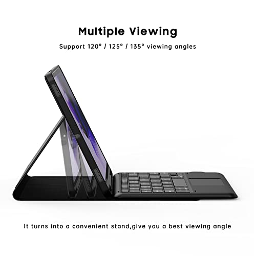 For Samsung Galaxy Tab S7 Fe / S7 Plus /S8+ 12.4 Inch Case With Keyboard - Smart Detachable Wireless Touchpad Tablet Keyboard Cover - Tab S7 Fe 2021/ S7+ 2020/S8+ Keyboard Case With S Pen Holder Black #TOP3