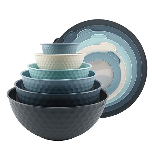 COOK WITH COLOR Mixing Bowls with Lids - 12 Piece Plastic Nesting Bowls Set...