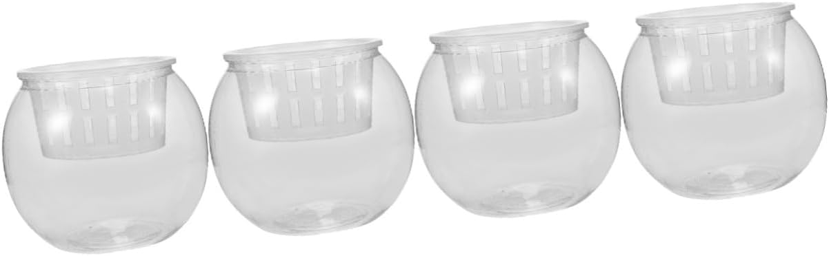 4pcs Plastic Fish Bowl Small Aquarium Fish Tank Live Plants Rimless Aquarium Tank Decor Bowl Home Office Decor
