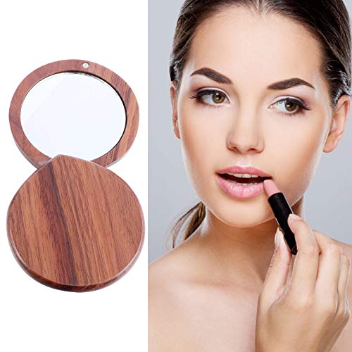 Lurrose Wooden Compact Mirror Portable Makeup Mirror Pocket Mirror Handheld Travel Mirror For Purses #TOP7
