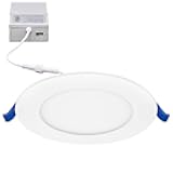 4 in. 5 CCT Ultra Thin Recessed LED Downlight - 5 Color Temperature Selectable 2700K/3000K/3500K/4000K/5000K, 750 Lumens, Slim Canless, IC Rated, Dimmable Ceiling Light, J-Box Included