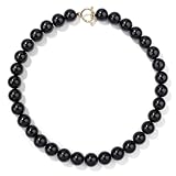 GolbalJew Natural Crystal Stone Beaded Choker Necklace for Women Healing Crystal Large Vintage Chunky Necklaces 14mm Black Obsidian Beads